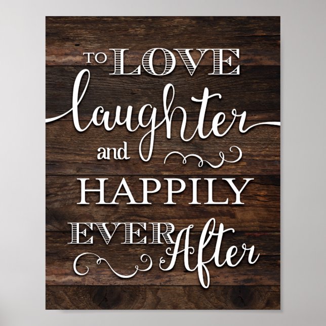 Affiche Rustic Chic HAPPILY JAMAIS APRÈS Signe Imprimer (Devant)