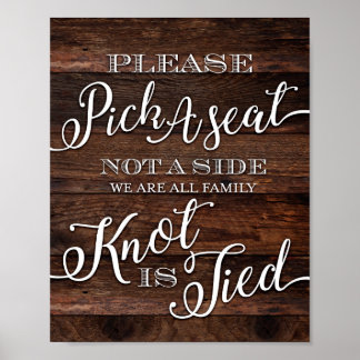 Affiche Rustic Chic Mariage CHOISIR UN SIÈGE SIGNALER Impr