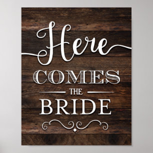 Affiche Rustic Chic VIENT ICI LA BRIDE SIGNALER Imprimer