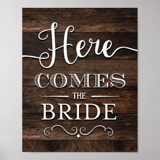 Affiche Rustic Chic VIENT ICI LA BRIDE SIGNALER Imprimer