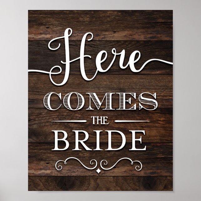 Affiche Rustic Chic VIENT ICI LA BRIDE SIGNALER Imprimer (Devant)