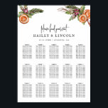 Affiche Rustic Christmas Wreath Wedding Seating Chart<br><div class="desc">Help your guests find their table with this rustic Christmas theme seating chart! Features watercolor illustration of winter botanicals including,  mistletoe,  pine tree branch,  berries,  orange,  etc.</div>