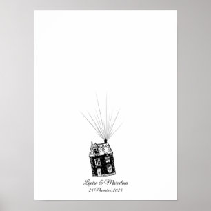 Affiche Rustic Cottage Empreinte Mariage Livre d'invité