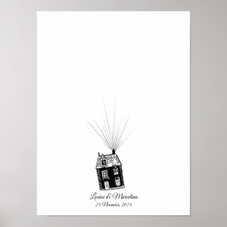 Affiche Rustic Cottage Empreinte Mariage Livre d'invité