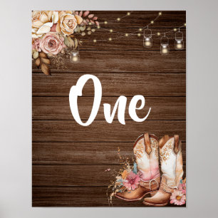 Affiche Rustic Country Boots Cowgirl Birthday Numéro de ta