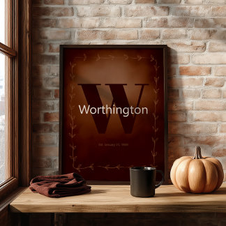 Affiche Rustic Custom Family Last Name Cowboy Decor