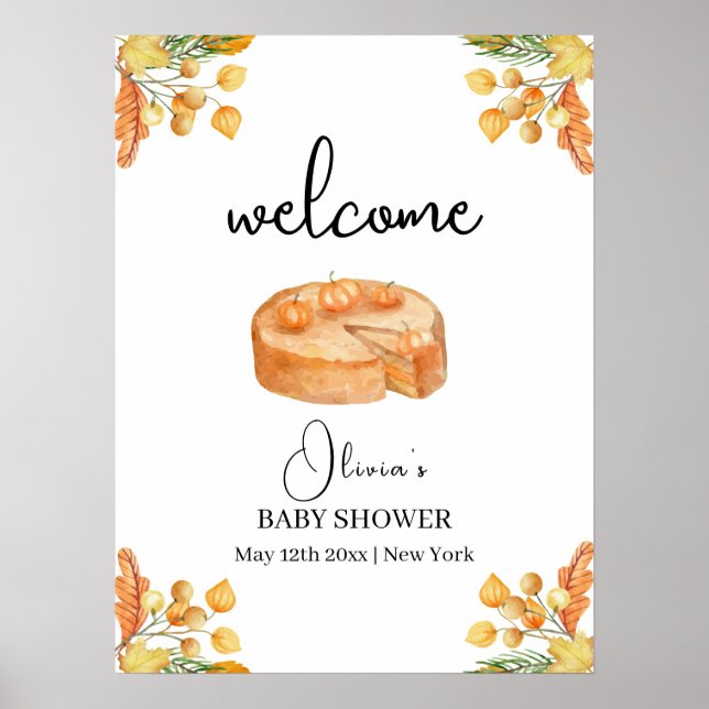 Affiche Rustic Cutie Citrouille Pie Fall Baby shower Bienv (Devant)