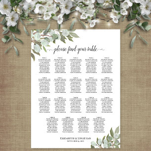 Affiche Rustic Eucalyptus 19 Table Wedding Seating Chart