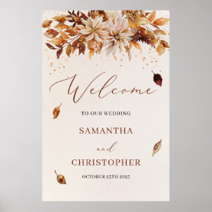 Affiche Rustic Fall et Automne floral mariage accueil