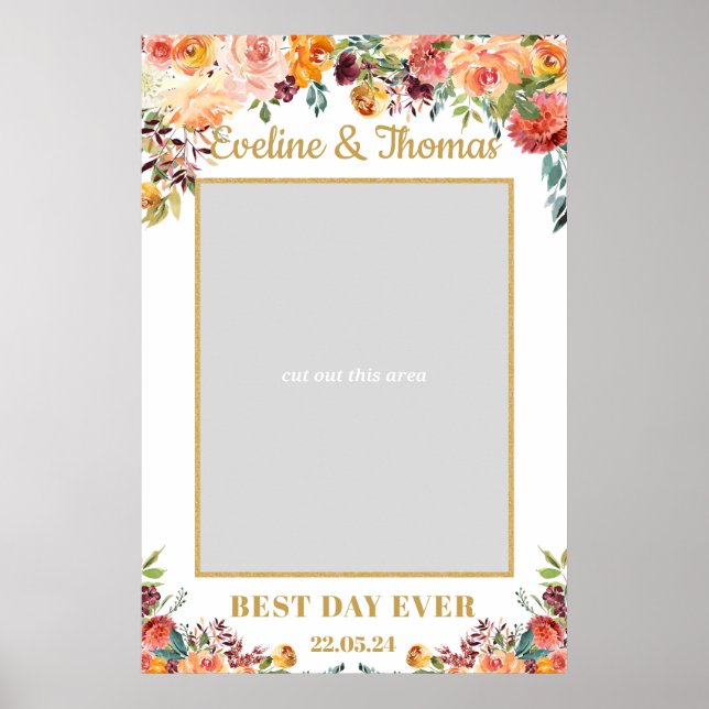 Affiche Rustic Fall orange marigold wedding photo prop (Devant)