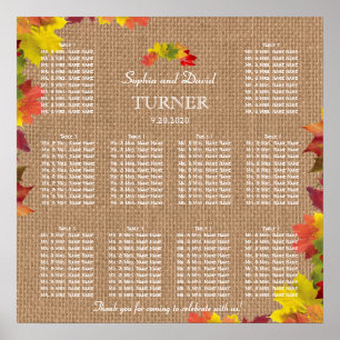 Affiche Rustic Fall quitte Burlap Mariage Sièges Graphique