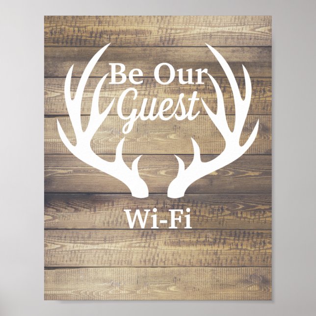 Affiche Rustic Farmhouse Deer Antlers Soyez Notre Invité W (Devant)