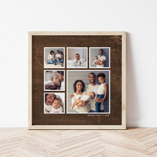 Affiche Rustic Faux Grange Bois 6 Carré Photo Collage