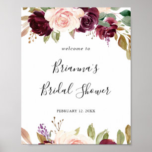 Affiche Rustic Floral Botanical Bridal Shower Welcome