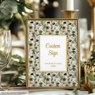 Affiche Rustic Forest Green Feuille or Mariage personnalis