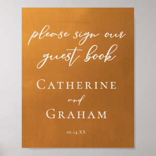 Affiche Rustic Gold Mariage Signer Notre Invité Livre Post