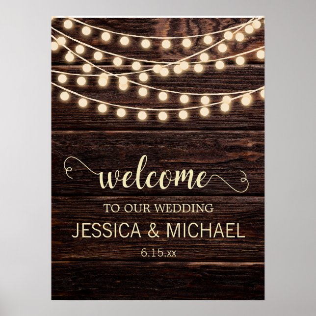Affiche Rustic Grange Wood Country String Mariage (Devant)