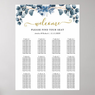 Affiche Rustic Greenery Wedding Table Plan