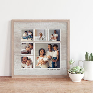 Affiche Rustic Grey Bois Patiné 6 Carré Photo Collage