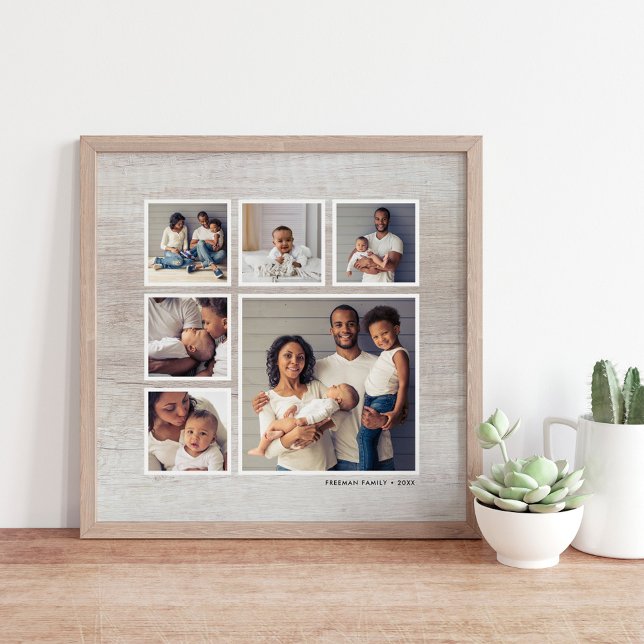 Affiche Rustic Grey Bois Patiné 6 Carré Photo Collage (Créateur téléchargé)