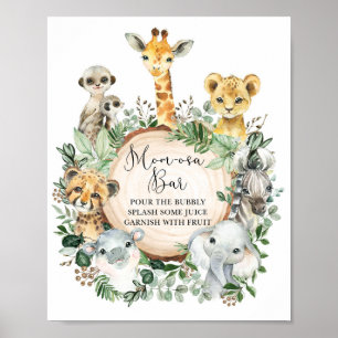 Affiche Rustic Jungle Safari Animaux Momosa Bar Boire Sign