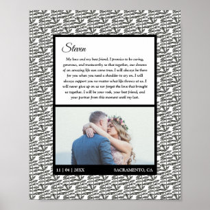 Affiche Rustic Leaves Custom Wedding Photo Marriage Vows
