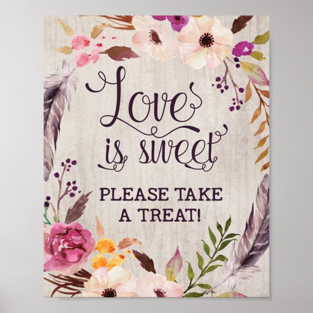 Affiche Rustic Love est Sweet Mariage Fête des mariées Déc (Devant)