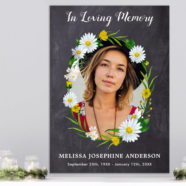 Affiche Rustic Love Mémoire Floral Daisy Photo Memorial (Créateur téléchargé)
