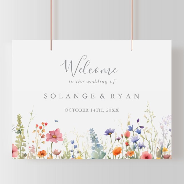 Affiche Rustic Meadow Botanical Wedding Welcome Sign (Créateur téléchargé)