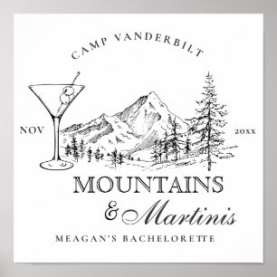 Affiche Rustic Mountains & Martinis Camp Bachelorette
