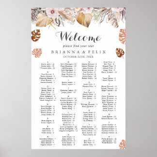Affiche Rustic Neutral Boho Wedding Seating Chart