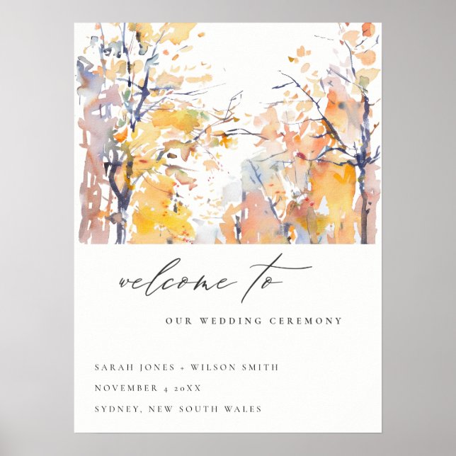 Affiche Rustic Pastel Automne Paysage Mariage Bienvenue (Devant)