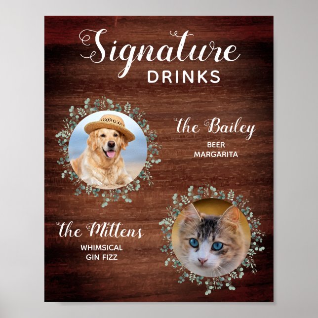 Affiche Rustic Pet Mariage Cocktail Chien Signature Boisso (Devant)