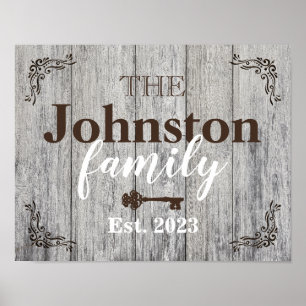 Affiche Rustic Simulated Wood Nom de famille