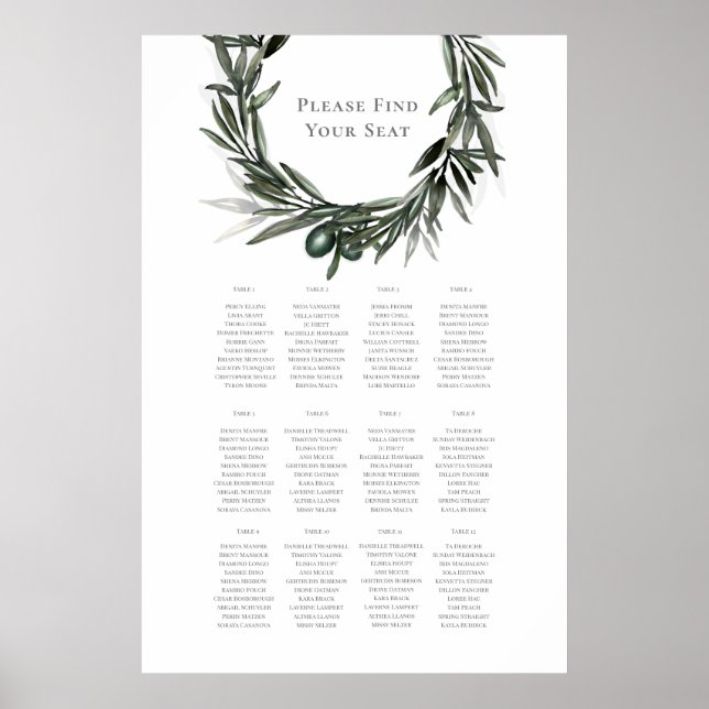 Affiche Rustic Summer Wedding Seating Chart (Devant)