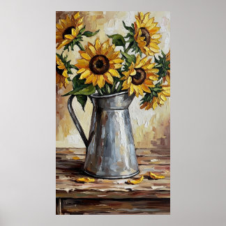 Affiche Rustic Sunflower Decor Expressionist Painting