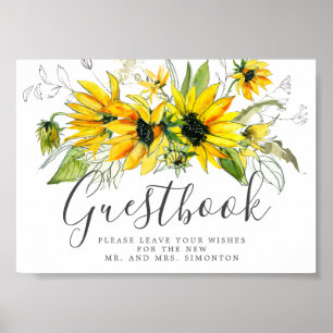 Affiche Rustic Sunflower Wedding Guestbook Sign