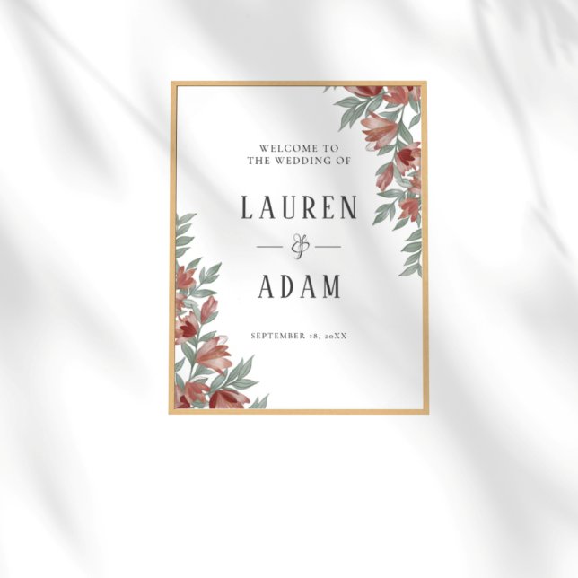 Affiche Rustic Terracotta Floral Wedding Sign (Créateur téléchargé)