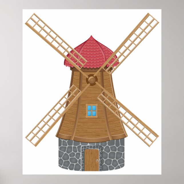 Affiche Rustic Traditional Wooden Windmill (Devant)