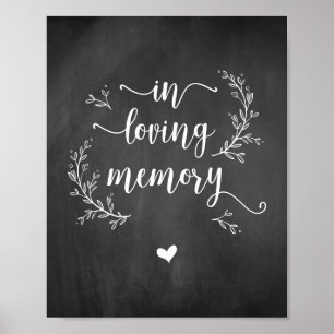 Affiche Rustic Vines Chalkboard En mémoire d'amour, mémori