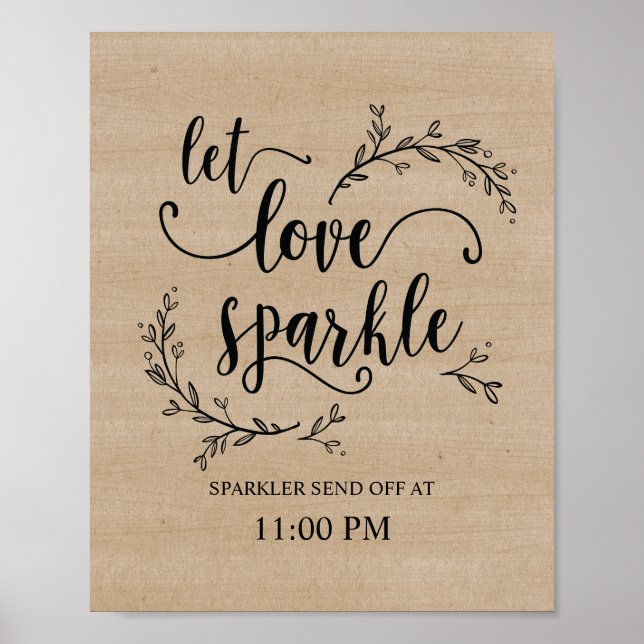 Affiche Rustic Vines Mariage Sparkler envoyer l'affiche (Devant)