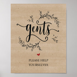 Affiche Rustic Vines Salle de Mariage - panneau de gents