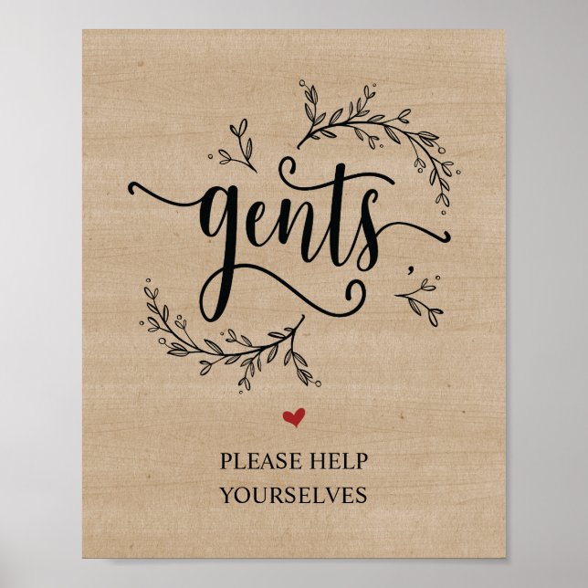 Affiche Rustic Vines Salle de Mariage - panneau de gents (Devant)