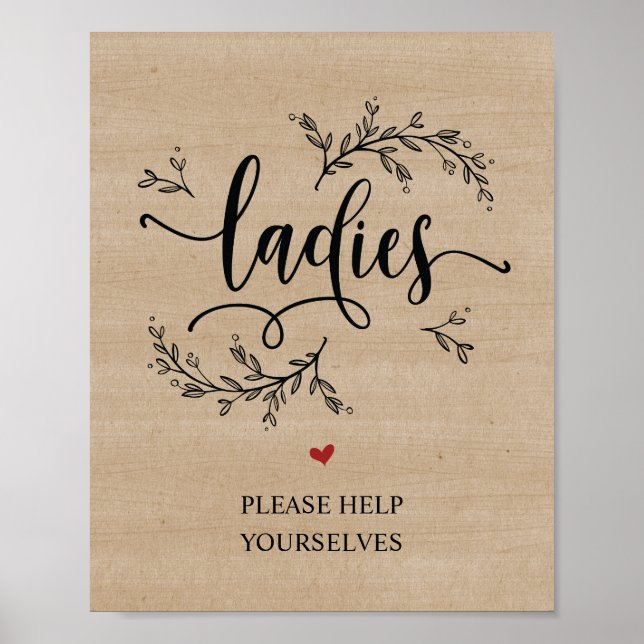 Affiche Rustic Vines salle de Mariages - panneau femmes (Devant)