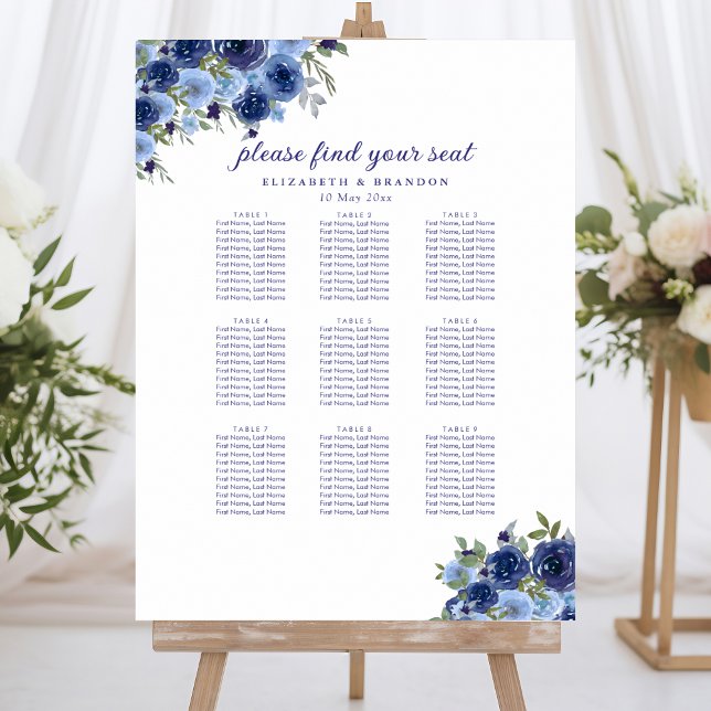 Affiche Rustic Wedding with Blue Navy Flowers (Créateur téléchargé)
