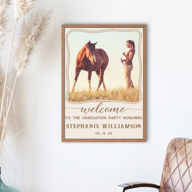 Affiche Rustic Western Rope Photo Frame Party Welcome (Créateur téléchargé)