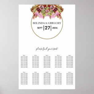 Affiche Rustic Wild Flower Bouquet Wedding Seating Chart