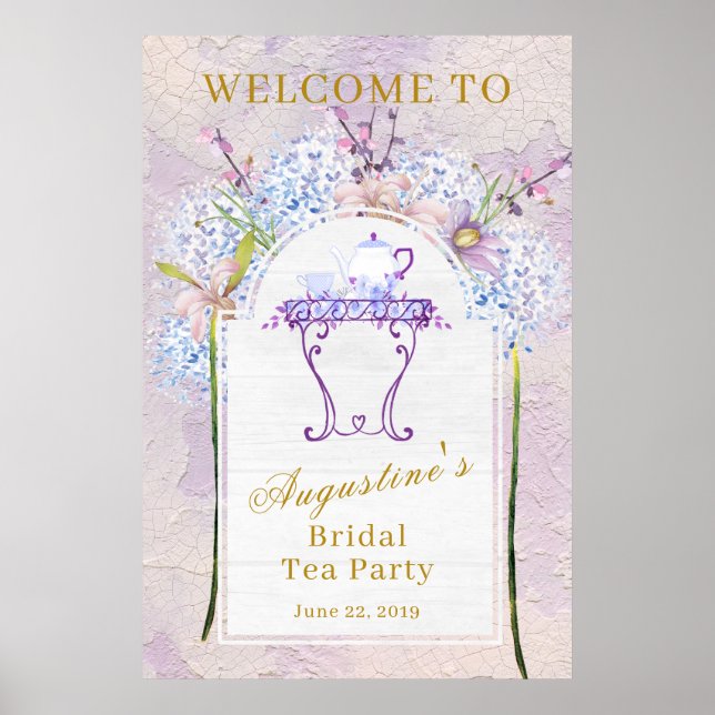 Affiche Rustic Wildflower Bridal Tea Welcome (Devant)