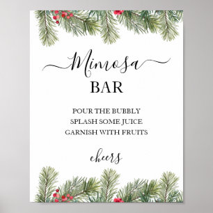 Affiche Rustic Winter Berry Pine Mariage de verdure