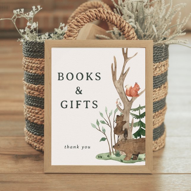 Affiche Rustic Winter Woodland Baby Shower Gift Sign (Créateur téléchargé)